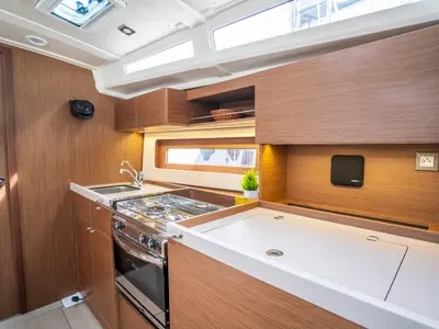 Galley of First Dream, a Beneteau Oceanis 37.1 sailboat at Skradin, Croatia