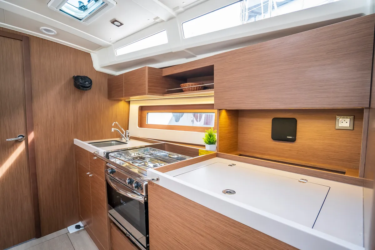 Galley of First Dream, a Beneteau Oceanis 37.1 sailboat at Skradin, Croatia