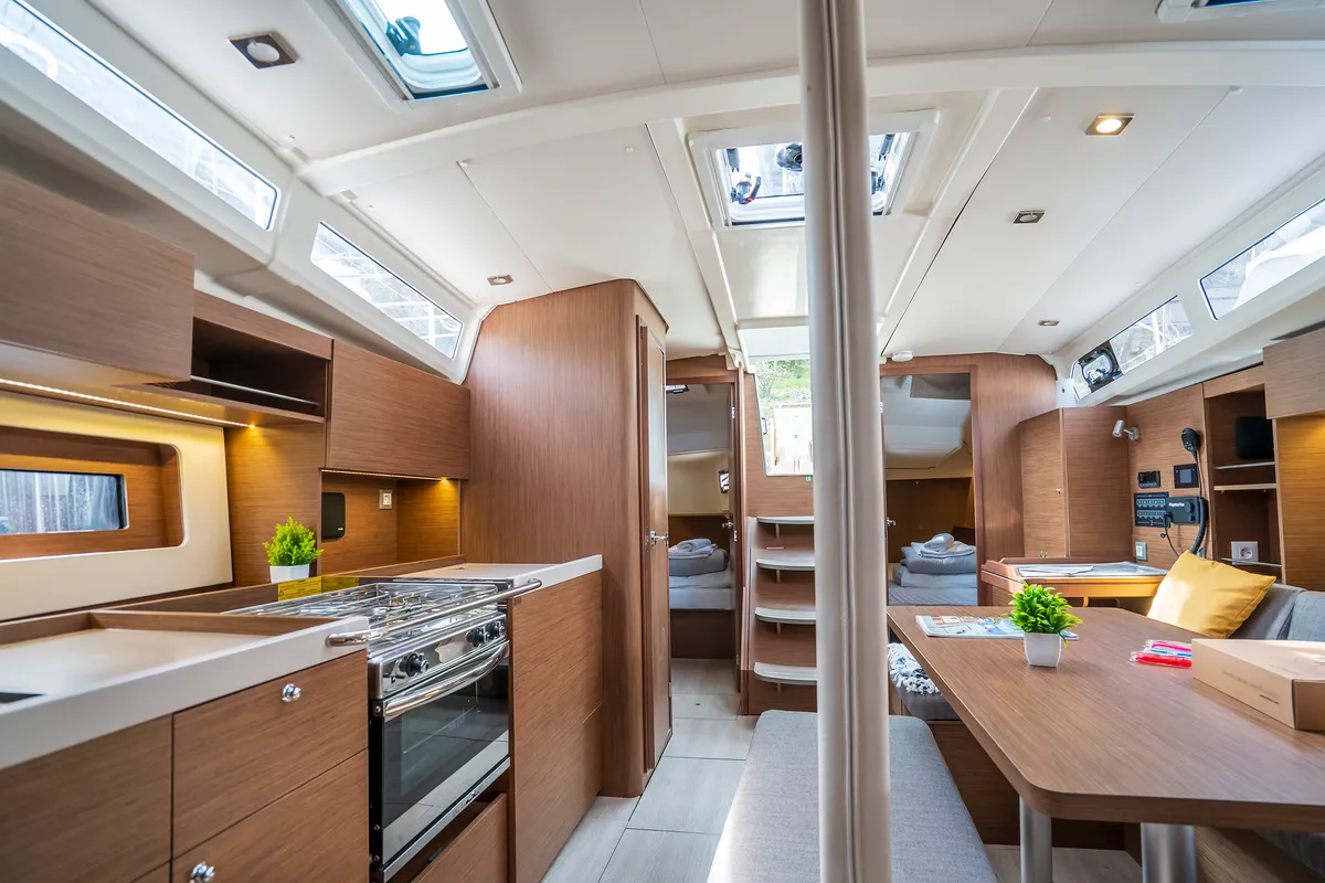 Salon of First Dream, a Beneteau Oceanis 37.1 sailboat at Skradin, Croatia