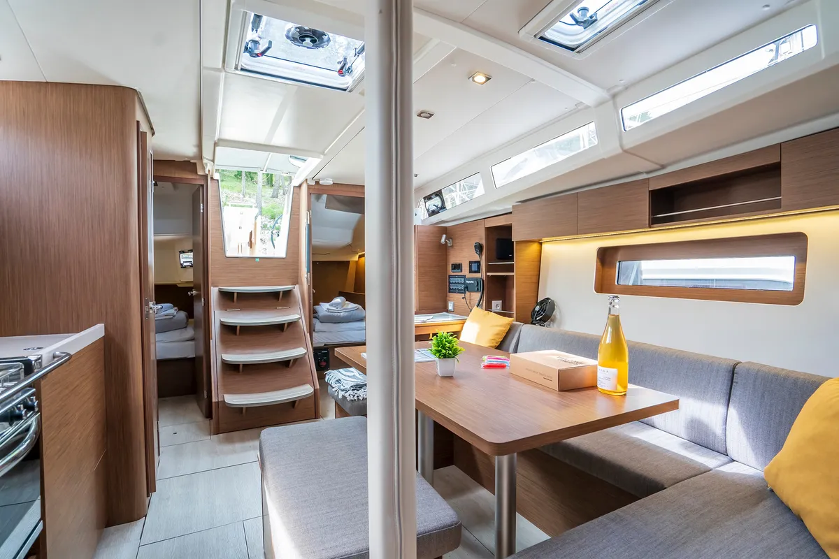 Salon of First Dream, a Beneteau Oceanis 37.1 sailboat at Skradin, Croatia