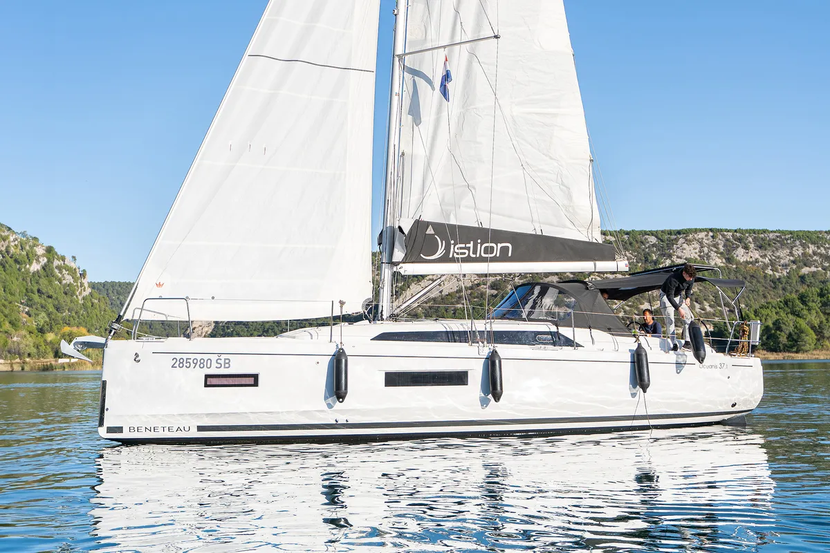 Exterior view of First Dream, a Beneteau Oceanis 37.1 sailboat at Skradin, Croatia