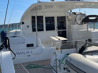 Deck of Amalia II, a Lagoon 40 catamaran at Seget Donji, Croatia