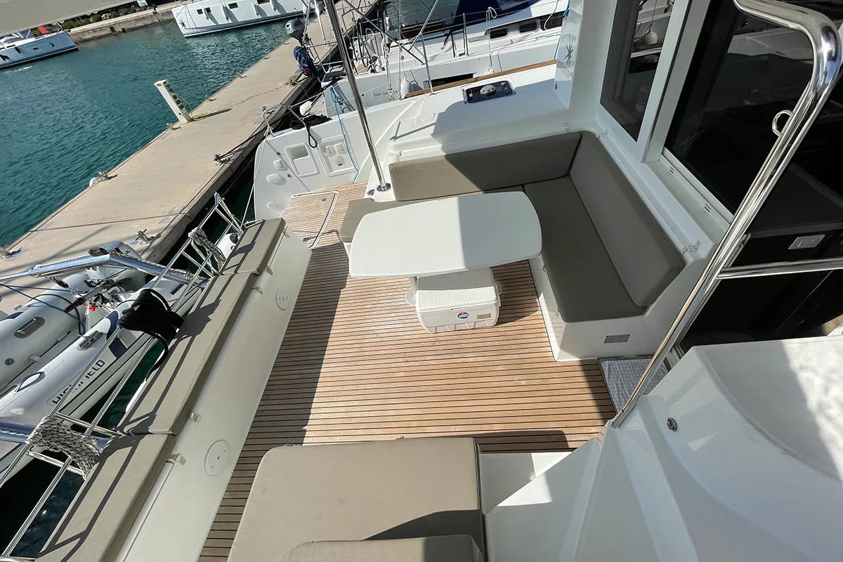 Cockpit of Amalia II , a Lagoon 40 catamaran at Seget Donji, Croatia