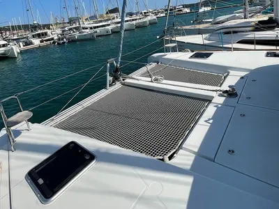Deck of Amalia II , a Lagoon 40 catamaran at Seget Donji, Croatia