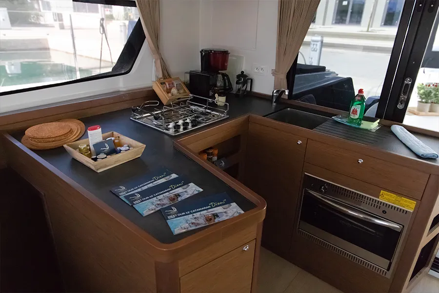 Galley of Dioni, a Lagoon 42 catamaran at Preveza, Greece