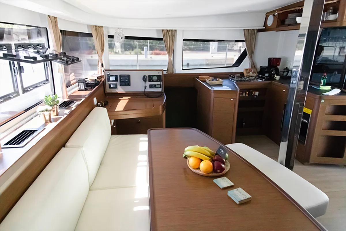 Salon of Dioni, a Lagoon 42 catamaran at Preveza, Greece