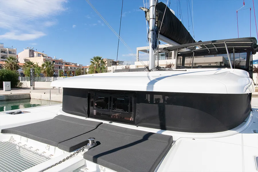 Deck of Dioni, a Lagoon 42 catamaran at Preveza, Greece