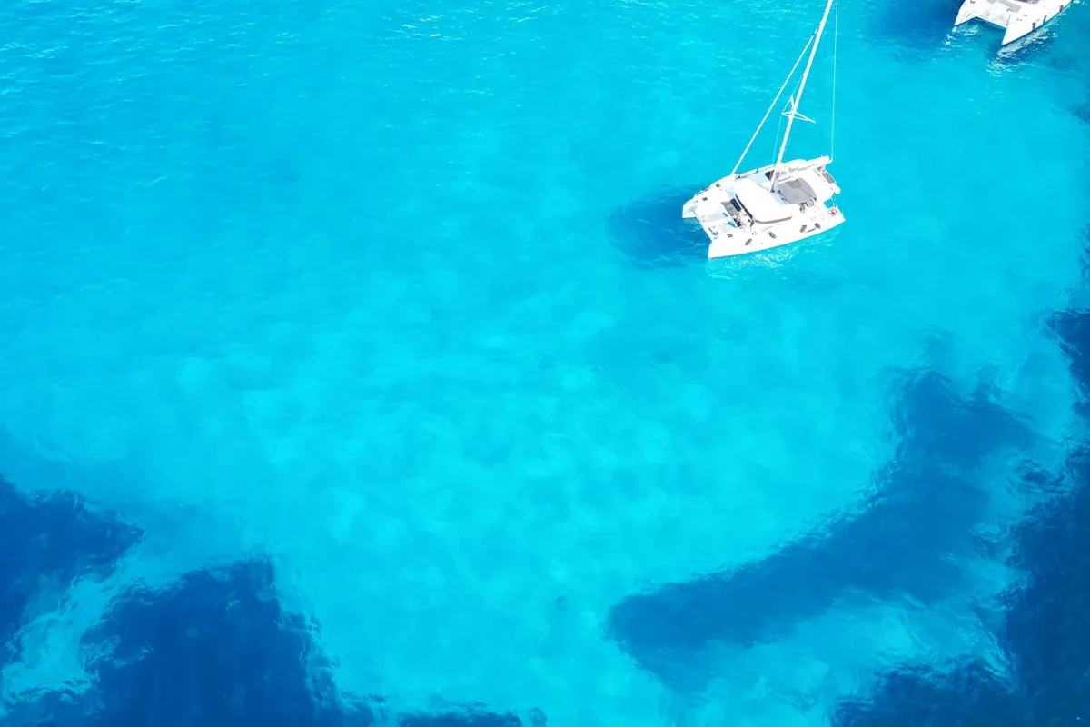 Exterior view of Dioni, a Lagoon 42 catamaran at Preveza, Greece