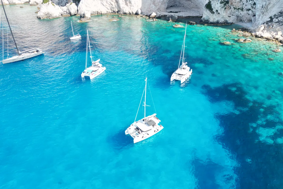 Deck of Dioni, a Lagoon 42 catamaran at Preveza, Greece