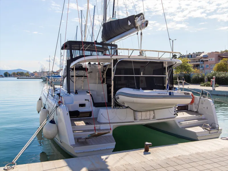 Salon of Dioni, a Lagoon 42 catamaran at Preveza, Greece