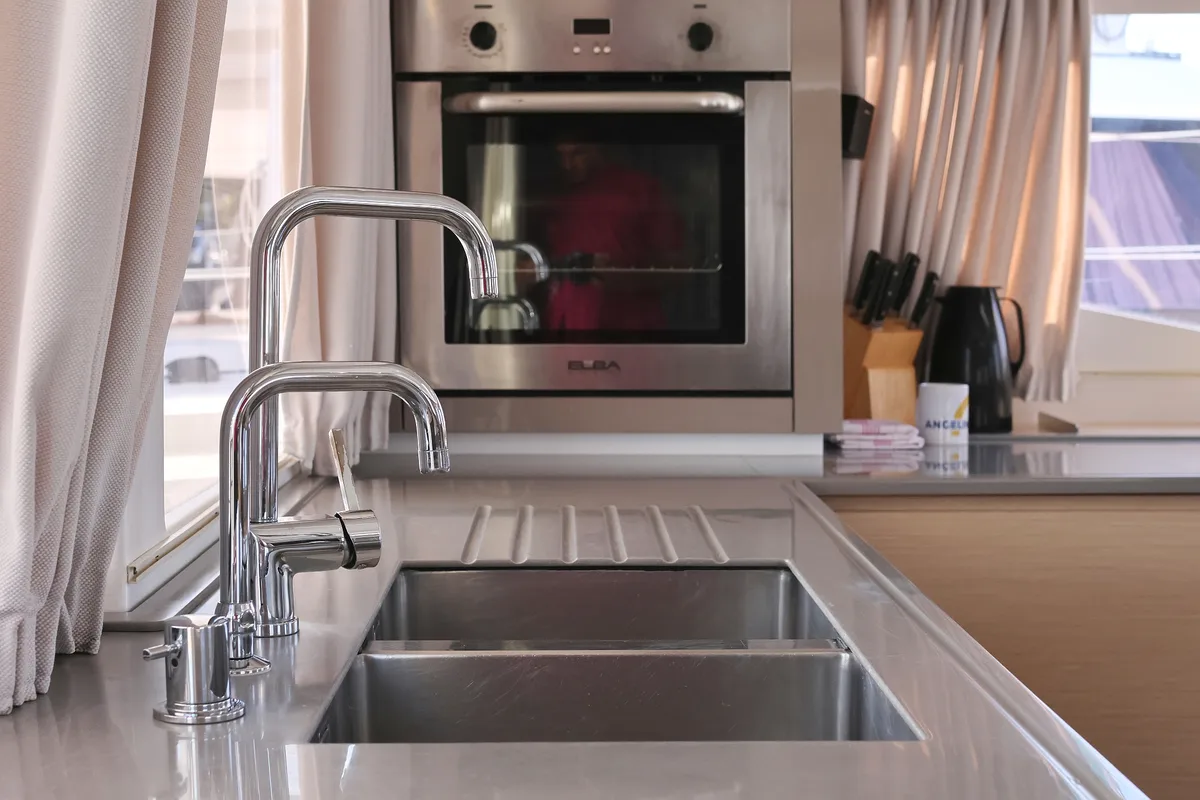 Galley of Feeling Free, a Fountaine Pajot Saba 50 catamaran at Općina Rogoznica, Croatia