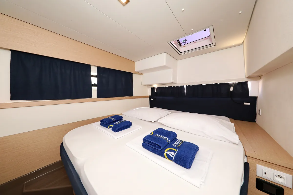 Cabin on Feeling Free, a Fountaine Pajot Saba 50 catamaran at Općina Rogoznica, Croatia