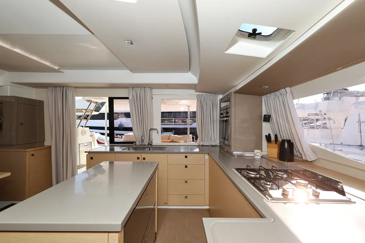 Galley of Feeling Free, a Fountaine Pajot Saba 50 catamaran at Općina Rogoznica, Croatia