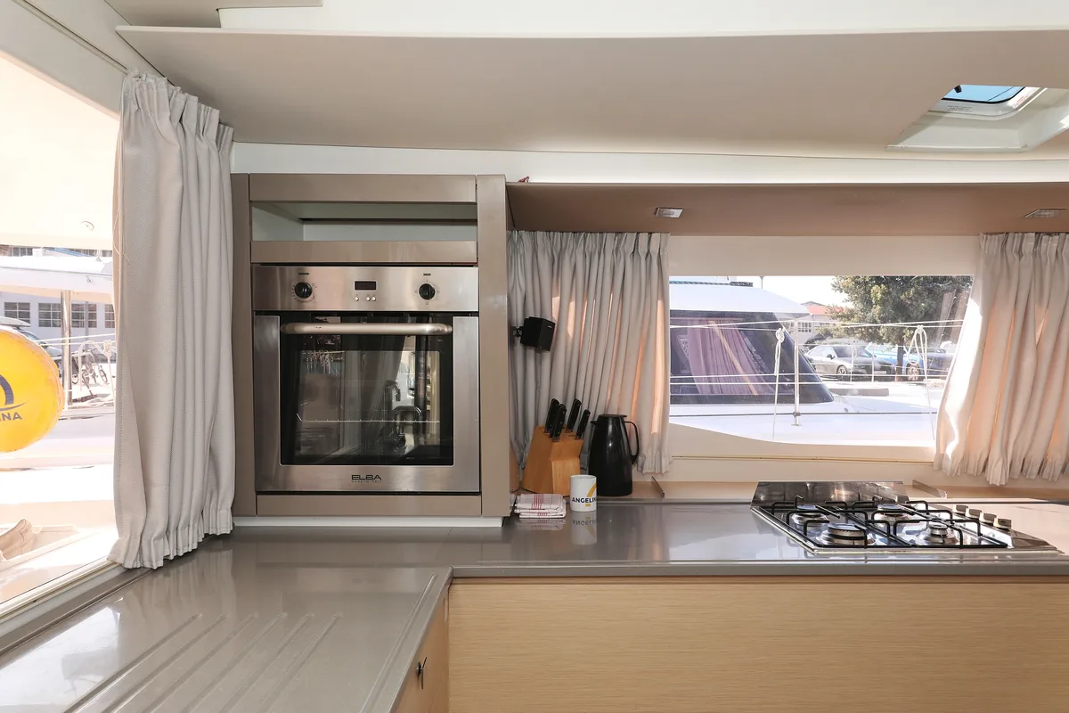 Galley of Feeling Free, a Fountaine Pajot Saba 50 catamaran at Općina Rogoznica, Croatia