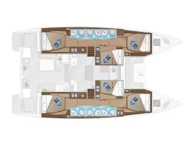 Floor plan of Rio, a Lagoon 50 catamaran at Municipal Unit of Lefkada, Greece