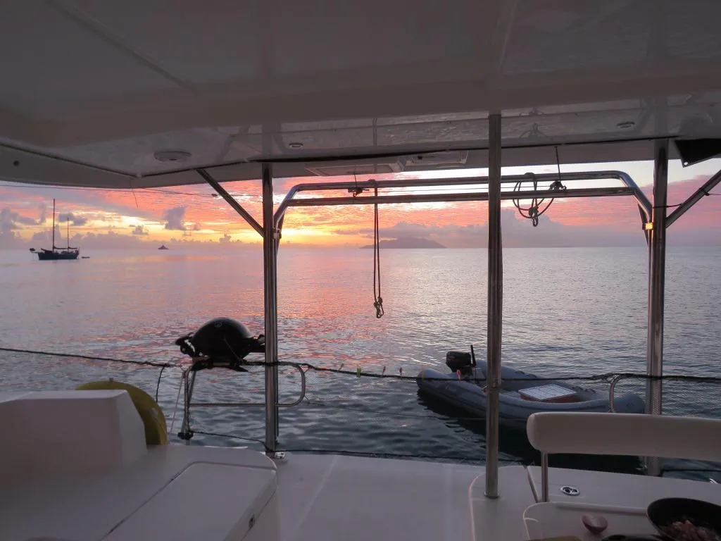 Deck of Premium, a Leopard 48 catamaran at Azam Marina, Tanzania