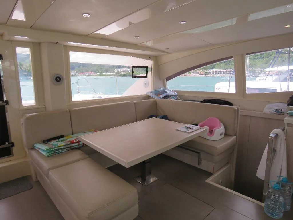 Salon of Premium, a Leopard 48 catamaran at Azam Marina, Tanzania