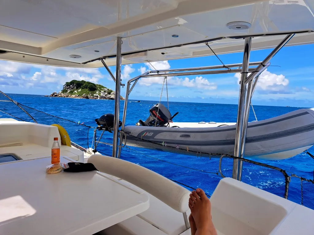 Deck of Premium, a Leopard 48 catamaran at Azam Marina, Tanzania