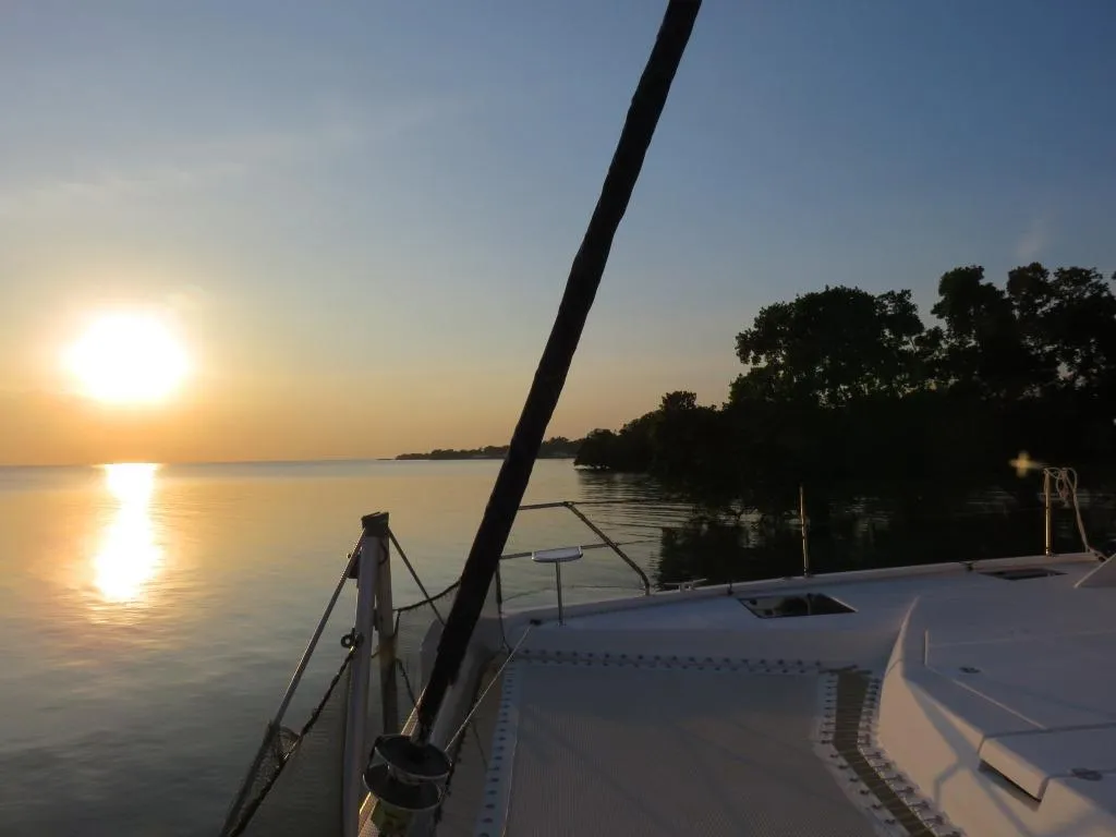 Deck of Premium, a Leopard 48 catamaran at Azam Marina, Tanzania