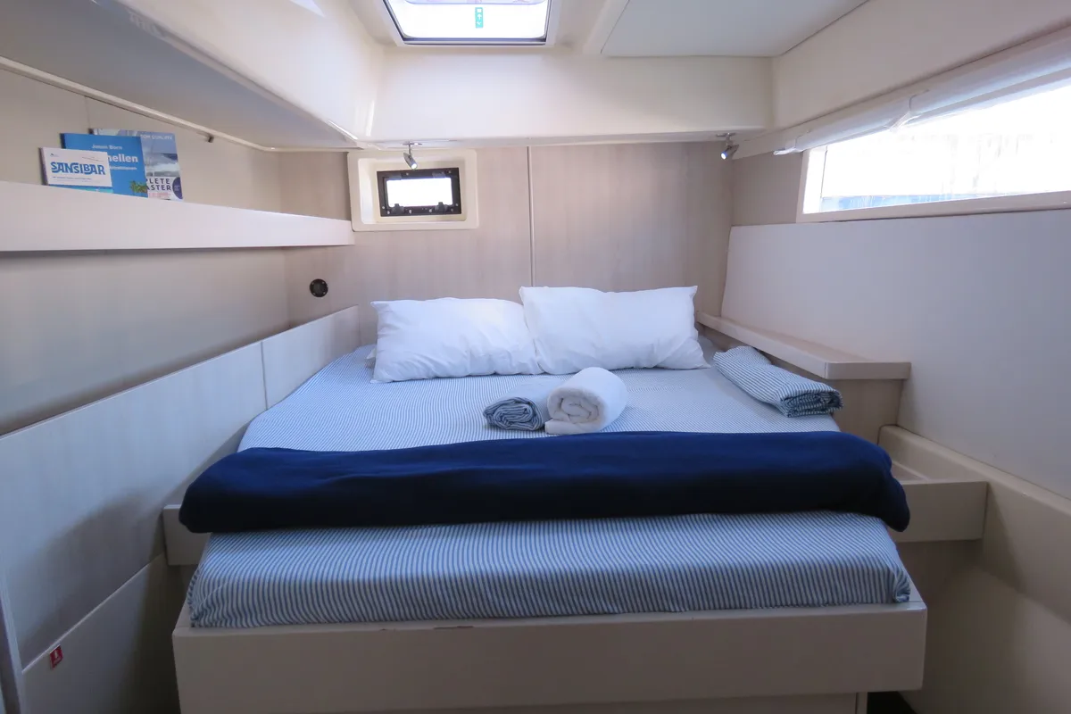 Cabin on Premium, a Leopard 48 catamaran at Azam Marina, Tanzania