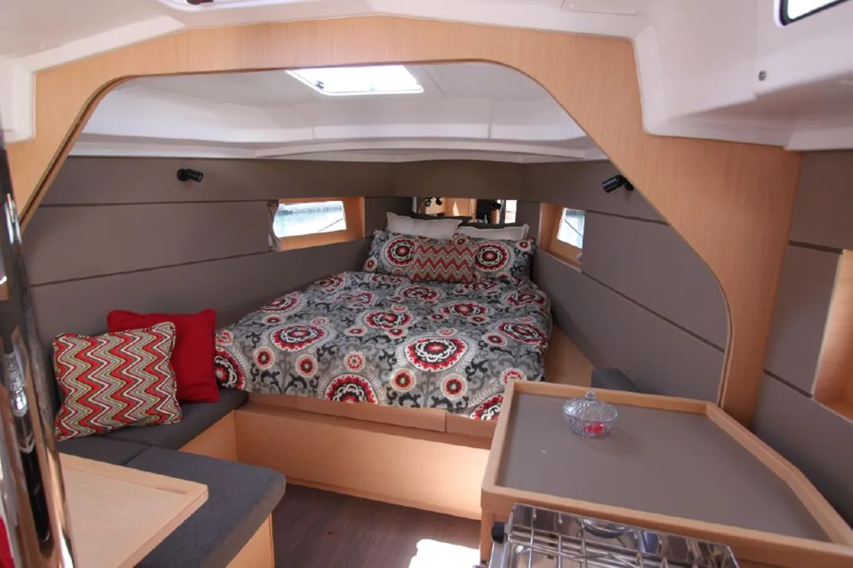 Cabin on Martine, a Beneteau Oceanis 38 sailboat at Općina Marina, Croatia