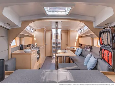 Salon of Martine, a Beneteau Oceanis 38 sailboat at Općina Marina, Croatia