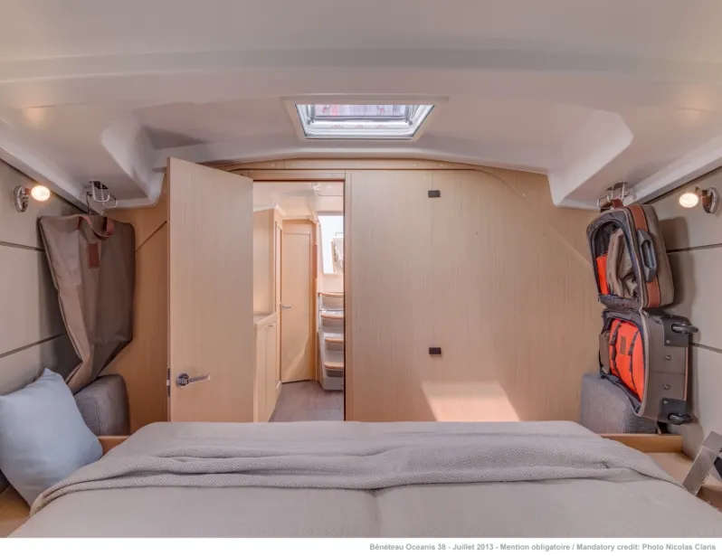 Cabin on Martine, a Beneteau Oceanis 38 sailboat at Općina Marina, Croatia