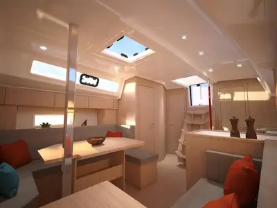 Salon of Indus, a Bavaria C38 sailboat at Grad Trogir, Croatia