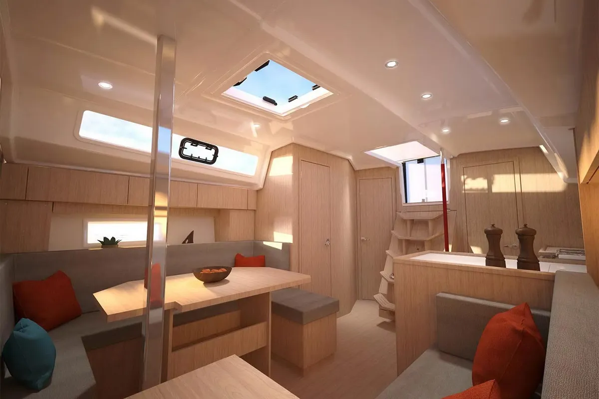 Salon of Indus, a Bavaria C38 sailboat at Grad Trogir, Croatia