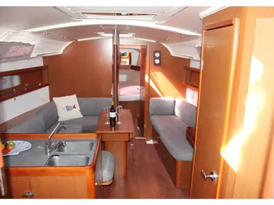 Salon of Julie, a Beneteau Oceanis 37 sailboat at Piraeus, Greece