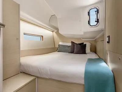 Cabin on LOL, a Beneteau Oceanis 40.1 sailboat at Lavreotiki, Greece