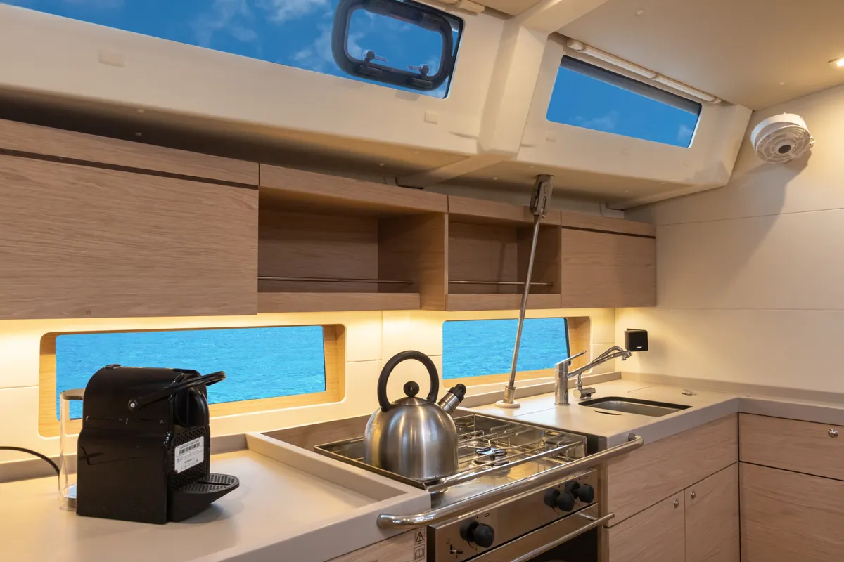 Galley of Daphne, a Beneteau Oceanis 46.1 sailboat at Capo d'Orlando, Italy