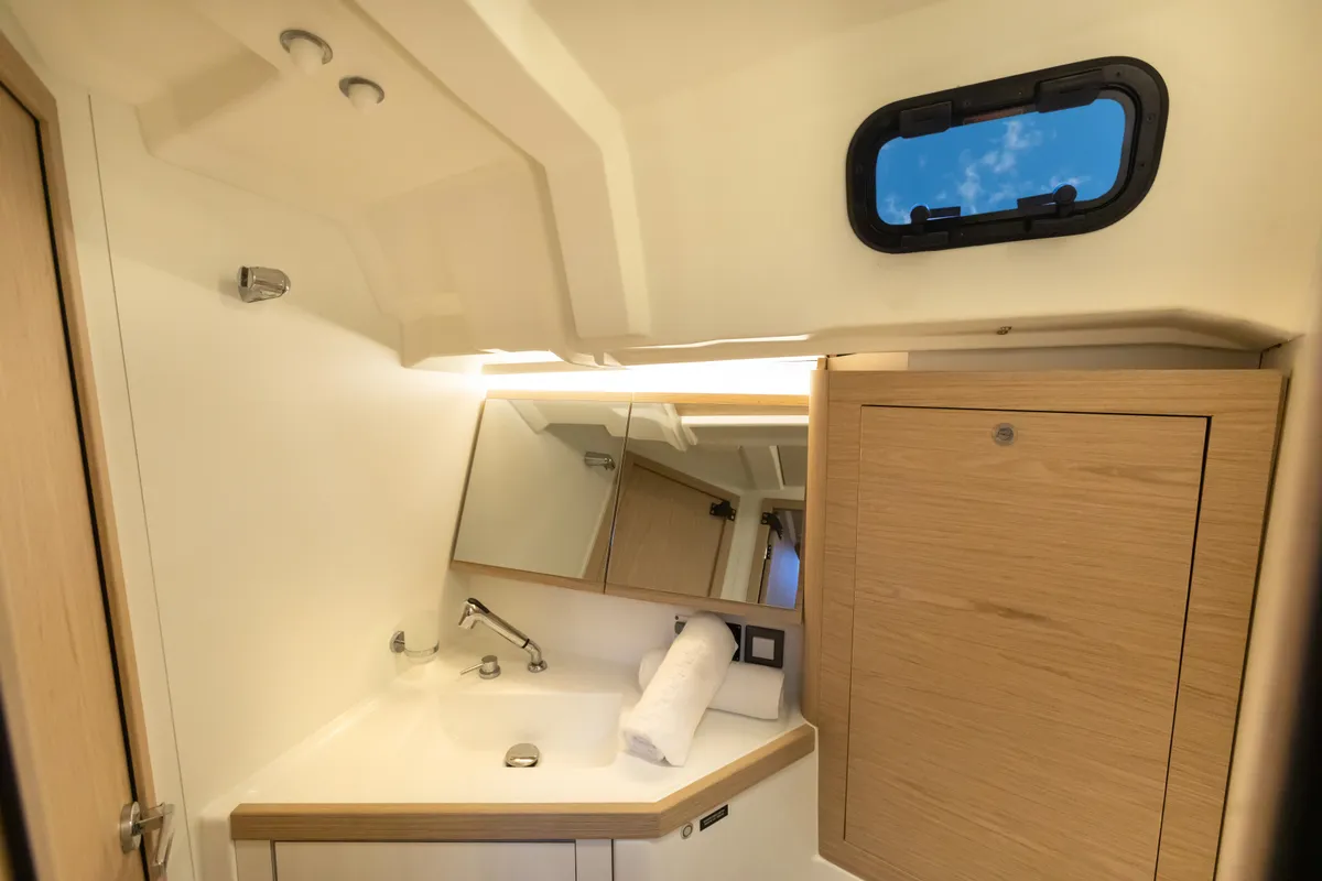 Head on Daphne, a Beneteau Oceanis 46.1 sailboat at Capo d'Orlando, Italy