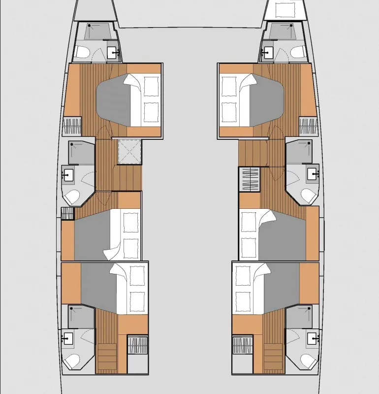 Floor plan of Alaia, a Fountaine Pajot Aura 51 catamaran at Municipal Unit of Nea Peramos, Greece