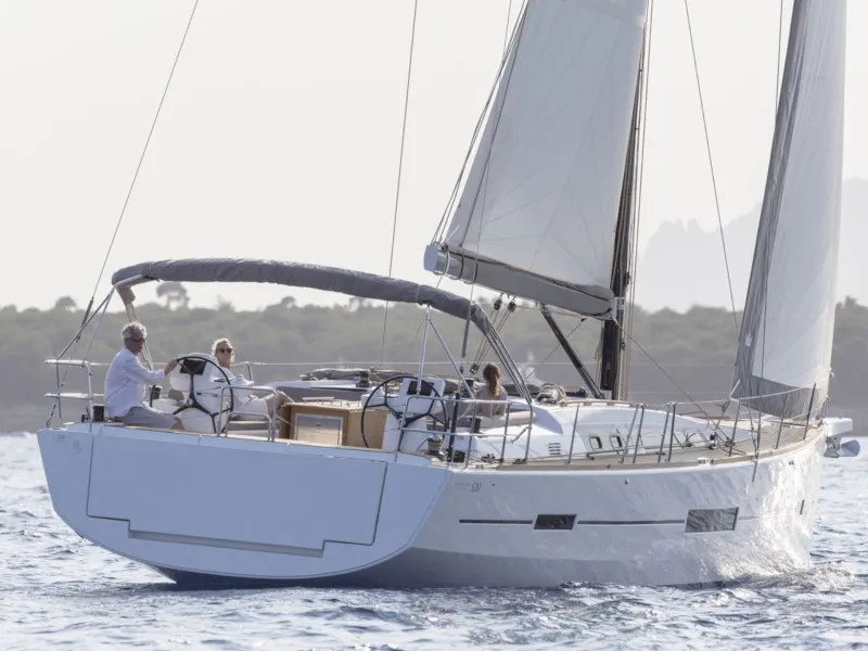 Exterior view of Anima, a Dufour 520 GL - 4. cab sailboat at Kontokali, Greece