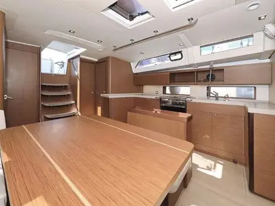 Salon of Enjoyablue, a Beneteau Oceanis 46.1 sailboat at Preveza, Greece