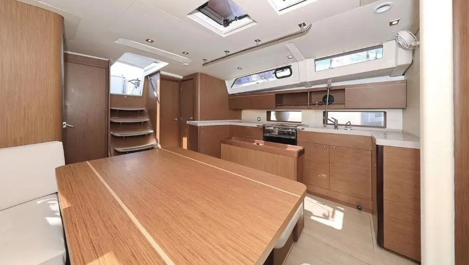 Salon of Enjoyablue, a Beneteau Oceanis 46.1 sailboat at Preveza, Greece