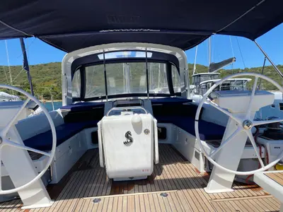 Cockpit of new Oc. 51.1 , a Beneteau Oceanis 51.1 sailboat at Salerno, Italy