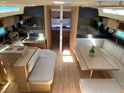 Salon of new Oc. 51.1 , a Beneteau Oceanis 51.1 sailboat at Salerno, Italy