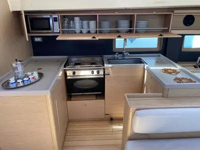 Galley of new Oc. 51.1 , a Beneteau Oceanis 51.1 sailboat at Salerno, Italy