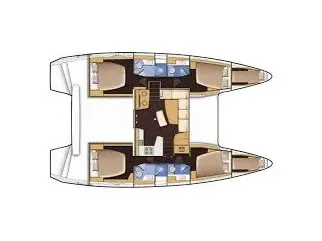 Floor plan of Pretty Orcas, a Lagoon 42 catamaran at Ajaccio, France