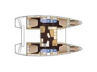 Floor plan of Pretty Orcas, a Lagoon 42 catamaran at Ajaccio, France