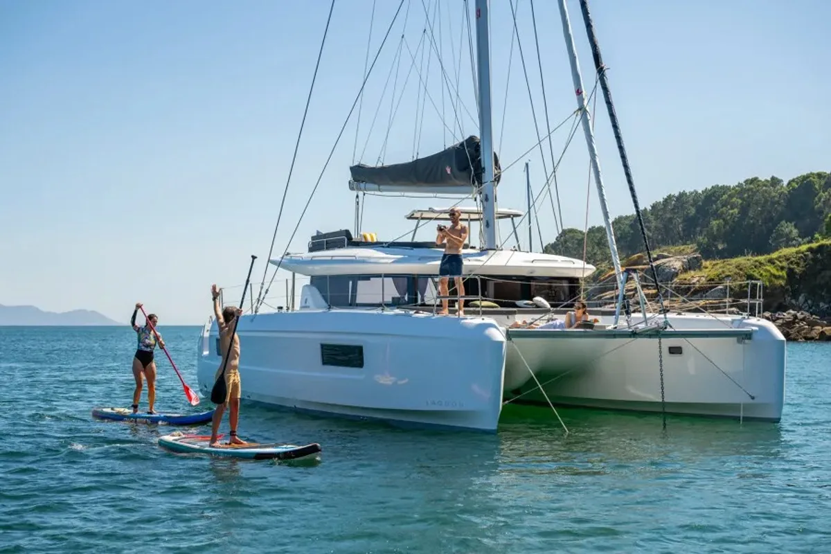 Exterior view of White Pearl, a Lagoon 43 catamaran at Road Town, British Virgin Islands