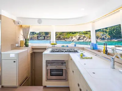 Galley of White Pearl, a Lagoon 43 catamaran at Road Town, British Virgin Islands