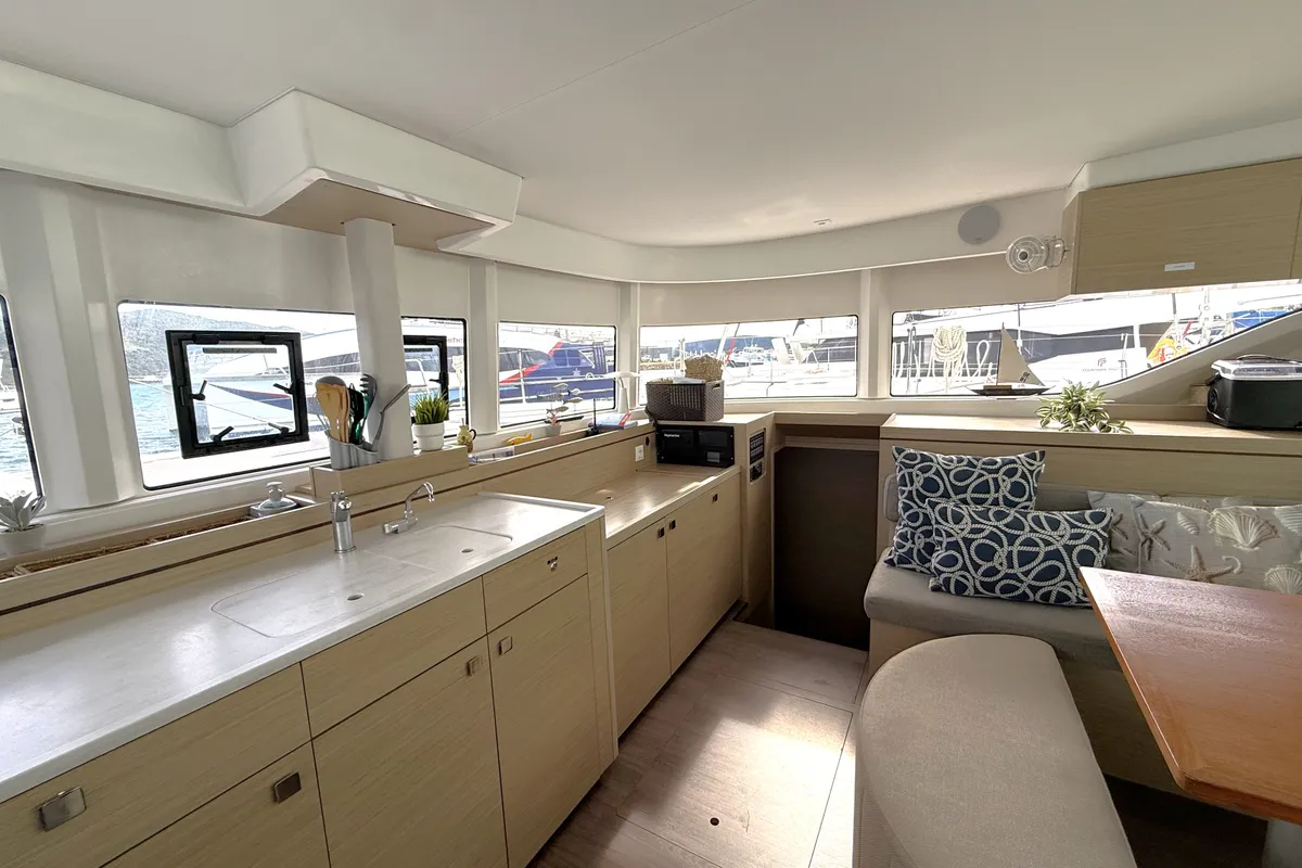 Galley of White Pearl, a Lagoon 43 catamaran at Road Town, British Virgin Islands