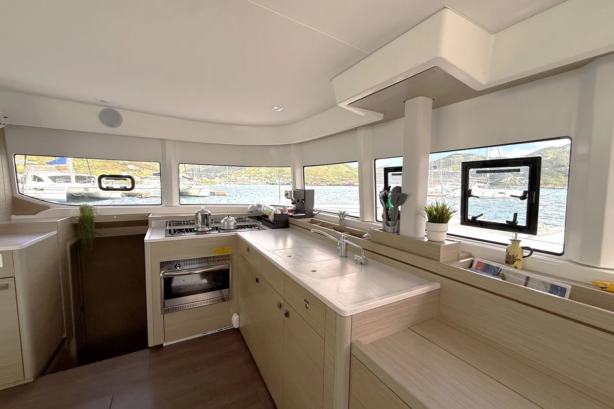 Galley of White Pearl, a Lagoon 43 catamaran at Road Town, British Virgin Islands