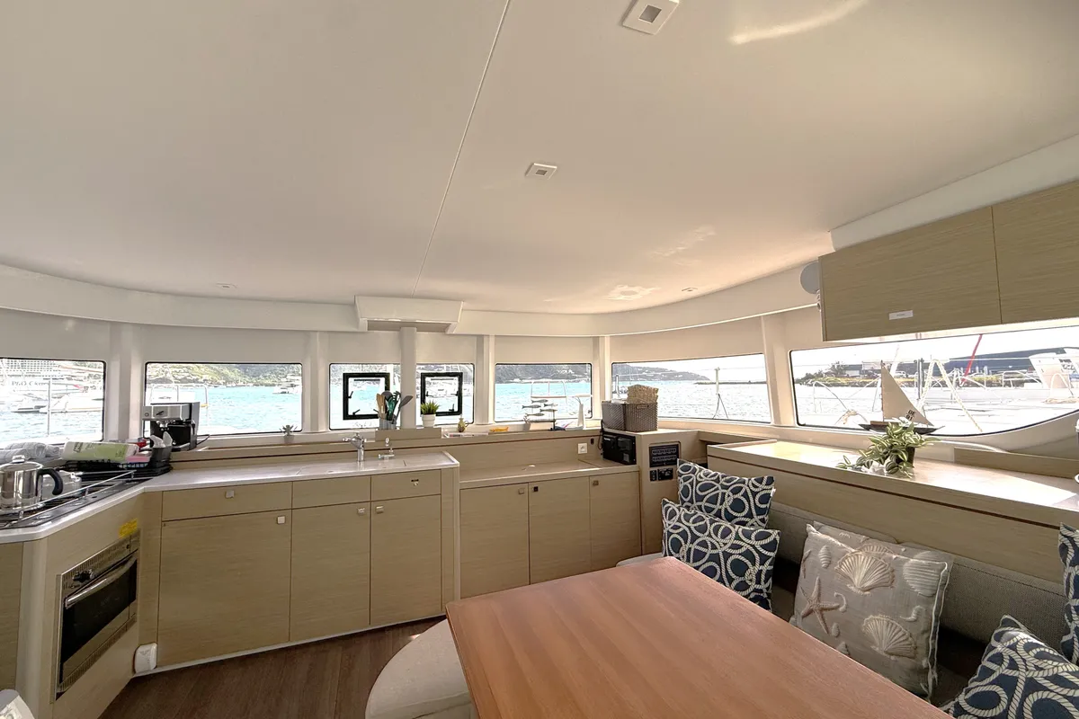 Salon of White Pearl, a Lagoon 43 catamaran at Road Town, British Virgin Islands