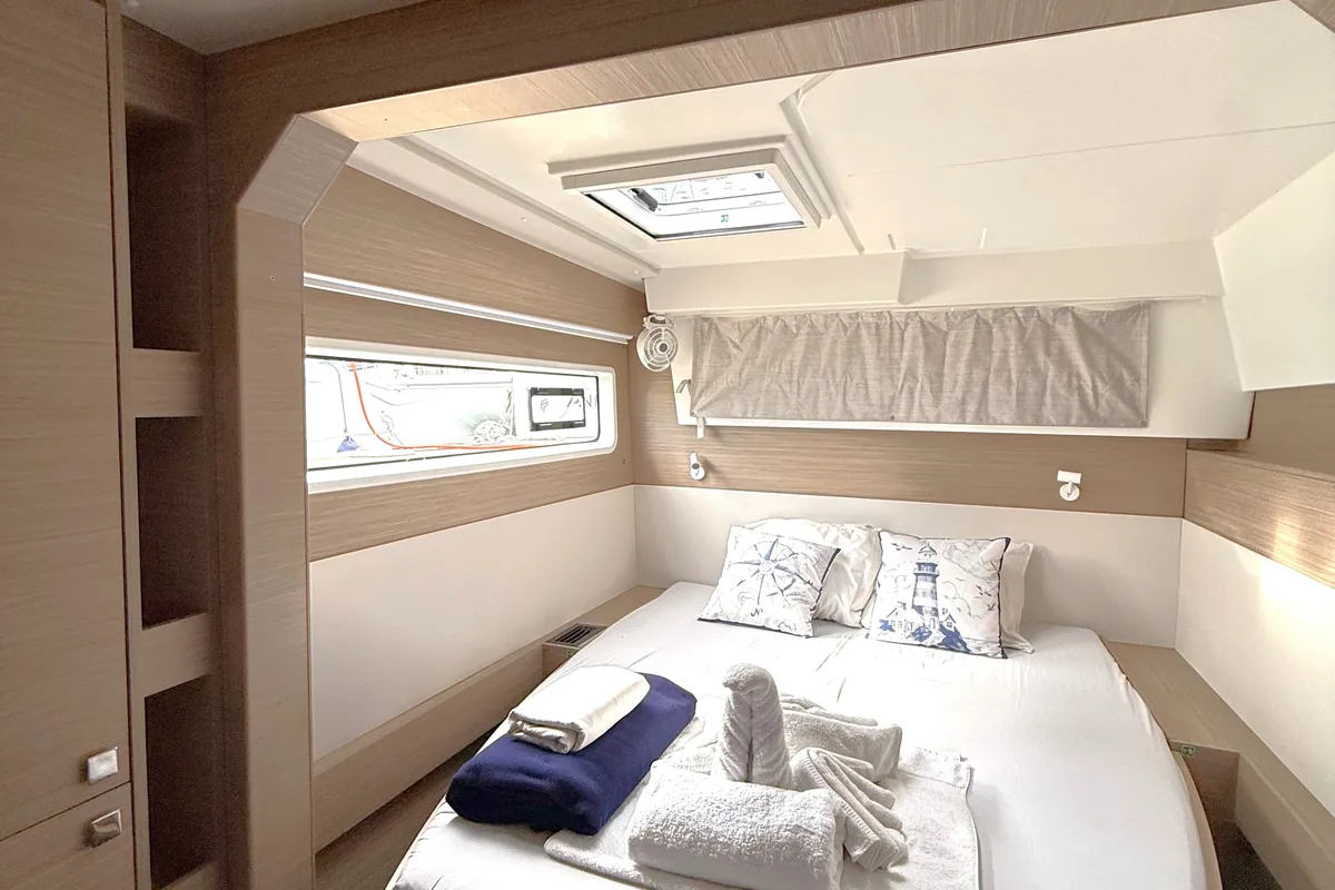 Cabin on White Pearl, a Lagoon 43 catamaran at Road Town, British Virgin Islands