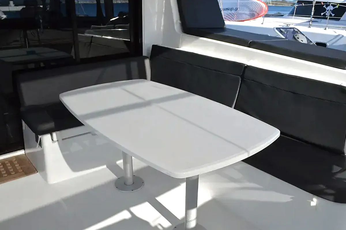 Deck of Fantasea, a Lagoon 42 catamaran at Thessaloniki, Greece