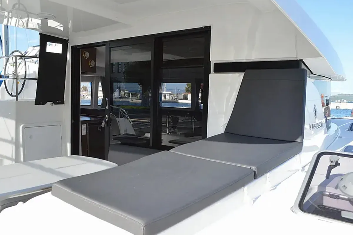 Deck of Fantasea, a Lagoon 42 catamaran at Thessaloniki, Greece